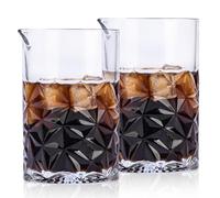 2-Piece 24oz Seamless Crystal Cocktail Mixing Glass Thick Base | High Clarity, Grip Pattern, Wide Mouth, Fits Most Strainers, for Whiskey, Martini, Old Fashioned, Bars, Weddings & Gifts
