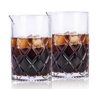 2-Piece 24oz Weighted Bottom Seamless Cocktail Mixing Glass Pitcher | High Clarity, Grip Pattern,Wide Mouth,Fits Most Strainers,Thick-Walled,Preserves Aroma,For Whiskey, Martini, Home Bar & Gifts