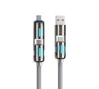 2-Piece 4-in-1 Multi Charger Cable 1.2M [240W] with RGB LED Light - USB A/C to Lightning & Type-C Charging Cable for iPhone 16/15/14, Samsung S24, Huawei, MacBook