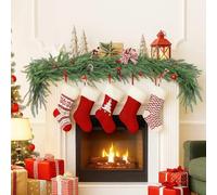 2 Piece 6ft Artificial Norfolk Pine Garlands, Real Touch Festive Pine Garland, Artificial Greenery Garland for Table, Mantel, Wall, Indoor & Outdoor Christmas Decorations