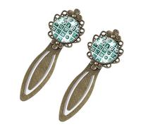 2 Piece Abstract Green Christmas Advent Calendar Pattern Bookmark, Vintage Style Book Markers for Book Lovers Writers Readers Teachers, Birthday Gifts for Women Men Teens