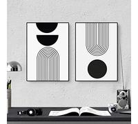 2-Piece Abstract Poster Set Wall Pictures Black and White Picture Set Modern Canvas Living Room Art Line Wall Poster WITHOUT Frame Bedroom Decor (50 x 70 cm)