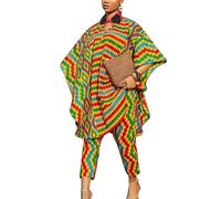 2 Piece African Print Suits Womens Traditional Dashiki Shirt and Pant Two Piece Set Ethnic Tribal Suit Outfits