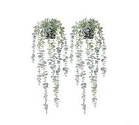 2 Piece Artificial Hanging Eucalyptus Greenery for Indoor Outdoor Decor with Plastic Construction and Natural Look