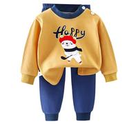 2 Piece Baby Boys Girls Pajamas Set Pyjamas for Girls Boys Toddler Pyjamas Unisex Toddler Nightgown Baby Home Clothes Bottom and Long Sleeve Top Boy Girl (Dark Blue, 6 Months)