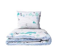 2 Piece Baby Children Quilt Duvet & Pillow Set 80x70 cm to fit Crib or Pram (Green Sea Life)
