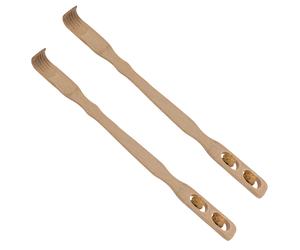2-Piece Back Scratcher With Massage Rollers Bamboo 46 cm Scratch Aid