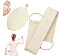 2-Piece Back Scrubber, Loofah Back Scrubber, Back Exfoliator, Back Loofah for Shower, Double Side Scrubbing Strap Body Bath Sponge with A Loofahs Pad
