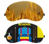 2 Piece Back to School Elements Pattern Sleep Mask for Back and Side Sleeper, 100% Light Blocking Eye Mask, Adjustable & Breathable Sleeping Eye Cover, Zero Eye Pressure