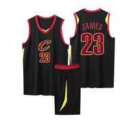 2-Piece Basketball Jersey Set 2024, Basketball Jersey and Shorts Kids/Adult, Basketball Sleeveless Suit Kids/Adult, Multi-Size Basketball Jersey Black XL