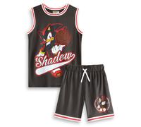 Sonic The Hedgehog Shadow 2 Piece Basketball Set in Black | Unisex Kids Sports Apparel | Sleeveless Basketball Top with Cartoon Design | Activewear for Children | Sonic Merch - 3-4 Years