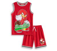 Sonic The Hedgehog Knuckles Red 2 Piece Basketball Set | Kids Sleeveless Sports Outfit | Boys & Girls Modern Cartoon Apparel | Basketball Gear | Sonic Merch - 5-6 Years
