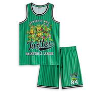 Teenage Mutant Ninja Turtles Mens Green Basketball Set | 2 Piece Turtles Basketball League Outfit | Sports Apparel | Leonardo, Donatello, Michelangelo & Raphael | Ninja Turtles Merch - Medium