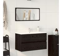 2 Piece Bathroom Furniture Set Black Oak Engineered Wood Berkfield Home Black One Size