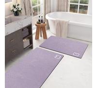 2 Piece Bathroom Rugs Mat Set - Quick Dry Diatomaceous Earth Bath Mat for Bathroom Non-Slip Bath Rug with Rubber Backing, Absorbent Bath Mat Thin Bath Floor Mat, 15.7x23.6+15.7x47.2 Inch, Lavender