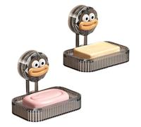 2 Piece Bathroom Soap Dish Set Nonslip Suction Base Waterproof Shelf Wall Mount Installation Modern Homes Decoration Rental Friendly Soap Organizers