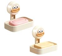 2 Piece Bathroom Soap Dish Set Nonslip Suction Base Waterproof Shelf Wall Mount Installation Modern Homes Decoration Rental Friendly Soap Organizers