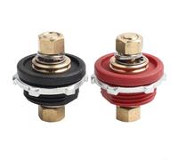 2-piece Battery Thru Panel Connector Kit for Cars Rvs Boats - 3/8 Brass-zinc Alloy Terminal Studs Having Rubber Grommet 250a Rated Current Red/black Polarity