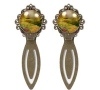 2 Piece Beautiful Castle with Garden Bookmark, Vintage Style Book Markers for Book Lovers Writers Readers Teachers, Birthday Gifts for Women Men Teens