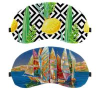 2 Piece Beautiful Picture of The Ship Sleep Mask, Completely Block Out Light Eye Mask for Side Sleeper, Zero Eye Pressure Night Blindfold, Adjustable Eye Shade Cover