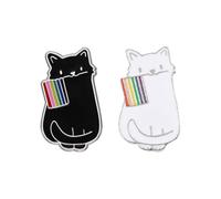 2 Piece Black Cat White Cat Brooch, Pride Accessories, Lesbian Merchandise, Pin Badge, Badge Pin Cat, Cat Brooch, Cute Enamel Pin