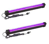 2-Piece Black UV Light Bar - 9W USB Black Light, LED b-Lack for Fluorescent Poster Glow Party Body Paint, Halloween Decorations, Portable UV Lights for Cabinet