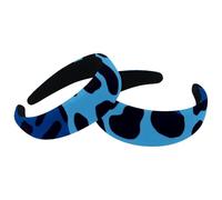2 Piece Blue Leopard Velvet Padded Head Bands, Vintage Thick Hair Band, Non Slip Wide Hair Band Hoops, Hair Accessories for Women