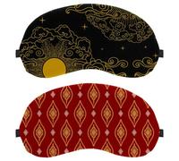 2 Piece Boho Bohemia Red Sleep Mask Cover, Eye Mask for Men Women, Breathable Sleeping Eye Masks, Zero Eye Pressure for Sleeping