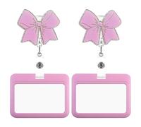 2-Piece Bow Id Folder and 2-Piece Id Set, Plastic Waterproof Card Holder, Id Protection Cover, Retractable Id Folder.