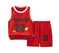 2 Piece Boys Basketball Kit Shirt and Shorts for Toddler Kids, Sleeveless Training Jersey Sportswear Kids, Basketball Jersey Kit No.23 Childs Gifts for 12Months-12Years Baby Boys Red