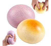 2-Piece Bread Squishy Set, Purple and Yellow-White Bun Squishy, Slow Rising Squishies , Sensory Stress Relaxation Fidget and Office Desk Decor