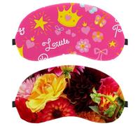2 Piece Bright Peony Flower Yellow Red Blooming Sleep Mask, Completely Block Out Light Eye Mask for Side Sleeper, Zero Eye Pressure Night Blindfold, Adjustable Eye Shade Cover