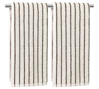 2-Piece Brown & Ivory Striped Bathroom Hand Towels, Cotton Kitchen Towels | Guest Use, Teens & Adults, 100% Cotton, 13” x 29”