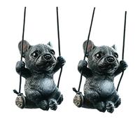 2 Piece Car Swing Pendant, French Car Bulldog Pendant, Mini Hanging Car Swing Pendant, Cute Car Pendant, Funny Gift (Dog-black)