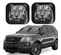 2-Piece Car Windshield Sun Shade Foldable Sun Visor Protector Black and white tiger Sun Shade Windshield for Front Window Reflector Sunshade Heatshield Sunshades for Car Accessories M