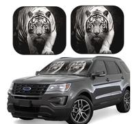 2-Piece Car Windshield Sun Shade Foldable Sun Visor Protector Black White Tiger Sun Shade Windshield for Front Window Reflector Sunshade Heatshield Sunshades for Truck SUV Car Interior Accessories M