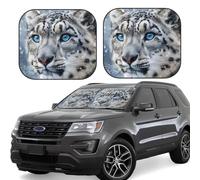 2-Piece Car Windshield Sun Shade Foldable Sun Visor Protector Blue eyed snow leopard Sun Shade Windshield for Front Window Reflector Sunshade Heatshield Sunshades for Car Accessories L