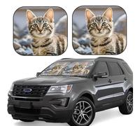 2-Piece Car Windshield Sun Shade Foldable Sun Visor Protector Brown tabby kitten Sun Shade Windshield for Front Window Reflector Sunshade Heatshield Sunshades for Car Accessories L