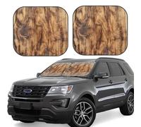 2-Piece Car Windshield Sun Shade Foldable Sun Visor Protector Brown Wood Grain Sun Shade Windshield for Front Window Reflector Sunshade Heatshield Sunshades for Truck SUV Car Interior Accessories M