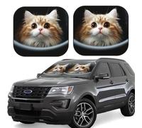 2-Piece Car Windshield Sun Shade Foldable Sun Visor Protector Cute cat Sun Shade Windshield for Front Window Reflector Sunshade Heatshield Sunshades for Truck SUV Car Interior Accessories M