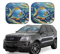 2-Piece Car Windshield Sun Shade Foldable Sun Visor Protector Rainbow Fish Scale Sun Shade Windshield for Front Window Reflector Sunshade Heatshield Sunshades for Truck SUV Car Interior Accessories M