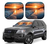 2-Piece Car Windshield Sun Shade Foldable Sun Visor Protector Sea Beach Sunset Sun Shade Windshield for Front Window Reflector Sunshade Heatshield Sunshades for Truck SUV Car Interior Accessories S