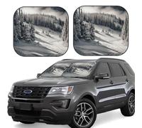 2-Piece Car Windshield Sun Shade Foldable Sun Visor Protector Snow Covered Forest Sun Shade Windshield for Front Window Reflector Sunshade Heatshield Sunshades for Truck SUV Car Interior Accessories M
