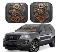2-Piece Car Windshield Sun Shade Foldable Sun Visor Protector Steampunk Mechanical Gears Sun Shade Windshield for Front Window Reflector Sunshade Heatshield Sunshades for Car Accessories L