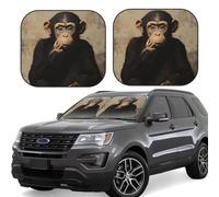 2-Piece Car Windshield Sun Shade Foldable Sun Visor Protector The silent monkey Sun Shade Windshield for Front Window Reflector Sunshade Heatshield Sunshades for Truck SUV Car Interior Accessories S