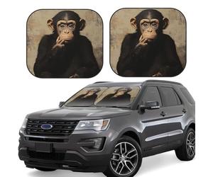 2-Piece Car Windshield Sun Shade Foldable Sun Visor Protector The silent monkey Sun Shade Windshield for Front Window Reflector Sunshade Heatshield Sunshades for Truck SUV Car Interior Accessories M