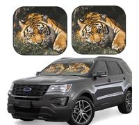 2-Piece Car Windshield Sun Shade Foldable Sun Visor Protector Tiger at rest Sun Shade Windshield for Front Window Reflector Sunshade Heatshield Sunshades for Truck SUV Car Interior Accessories M