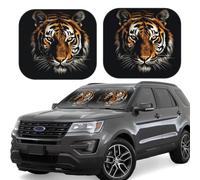 2-Piece Car Windshield Sun Shade Foldable Sun Visor Protector Tiger Head in Dark Sun Shade Windshield for Front Window Reflector Sunshade Heatshield Sunshades for Truck SUV Car Interior Accessories L