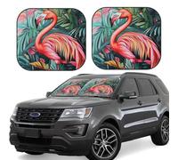 2-Piece Car Windshield Sun Shade Foldable Sun Visor Protector Tropical Flamingo Sun Shade Windshield for Front Window Reflector Sunshade Heatshield Sunshades for Truck SUV Car Interior Accessories L