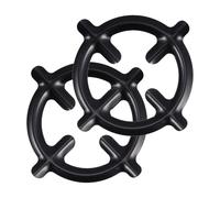 2 Piece Cast Iron Gas Stove Pot Holder Rack for Teapot | Black Finish, Open Design with Bottom Grooves, Set of 2, for Camp Cooking and Picnic Use